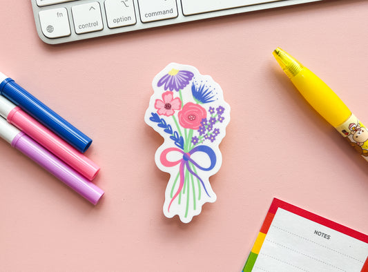 Bi Pride Flag Floral Bouquet Sticker