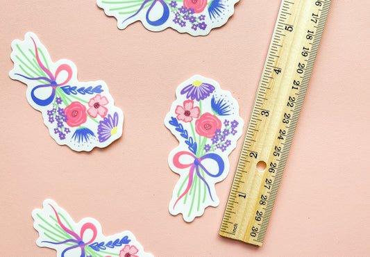 Bi Pride Flag Floral Bouquet Sticker