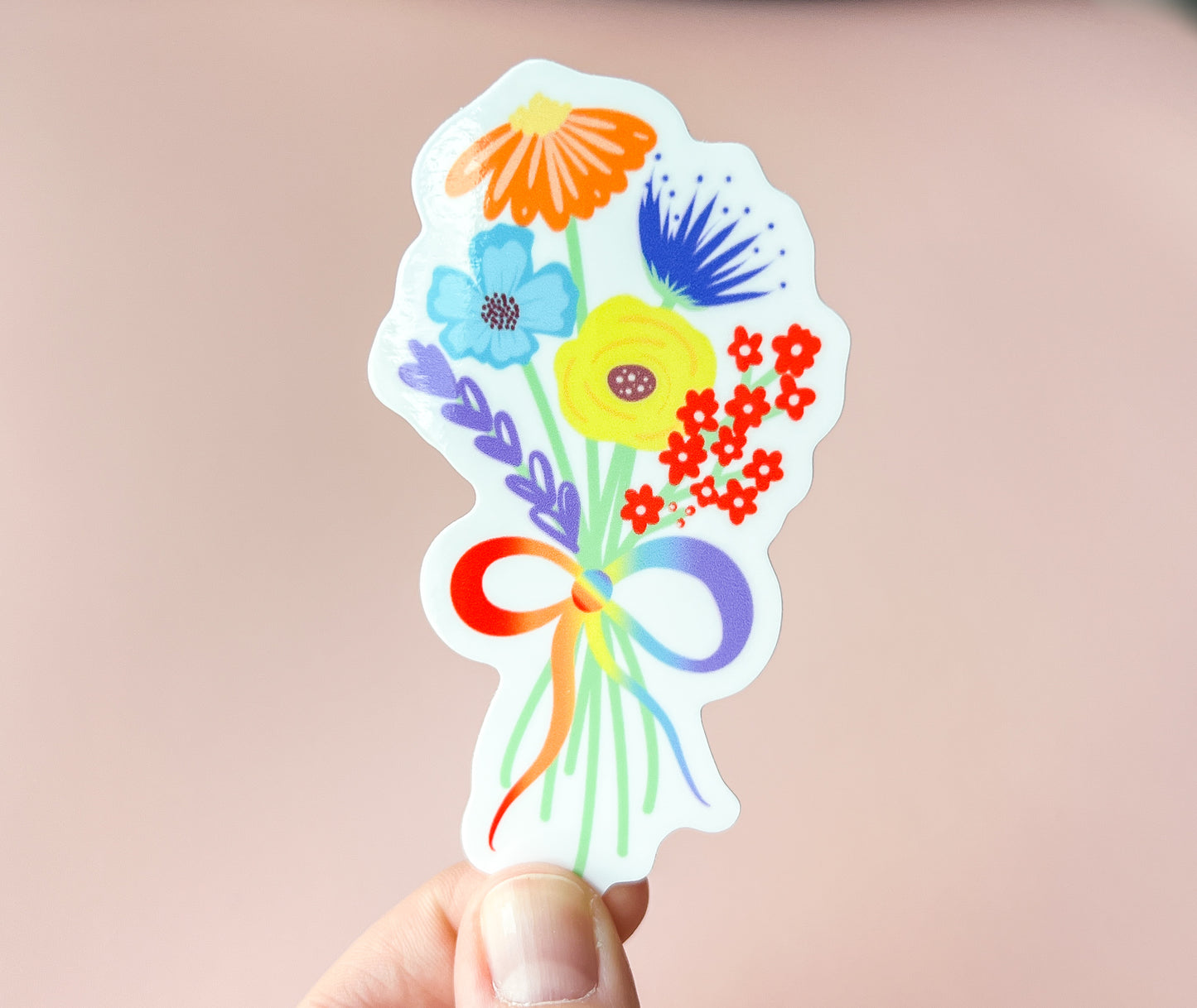Gay Pride Flag Floral Bouquet Sticker