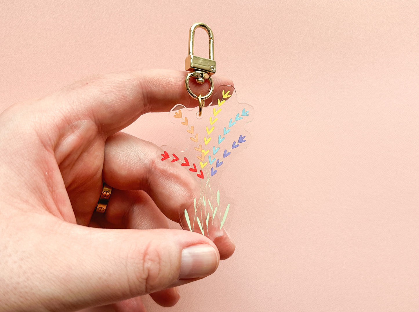 Gay Pride Flag Floral Keychain