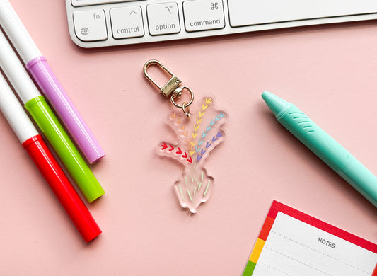 Gay Pride Flag Floral Keychain