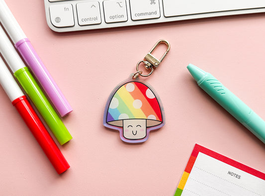 Gay Pride Flag Mushroom Keychain