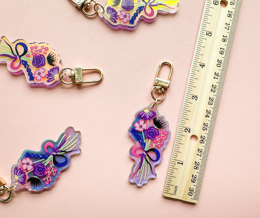 Genderfluid Subtle Pride Floral Bouquet Keychain