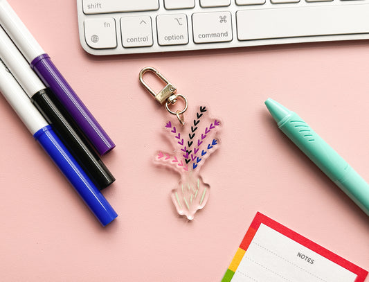 Genderfluid Subtle Pride Floral Keychain