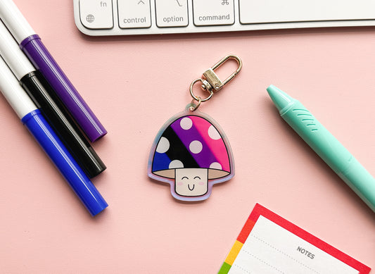 Genderfluid Pride Mushroom Keychain