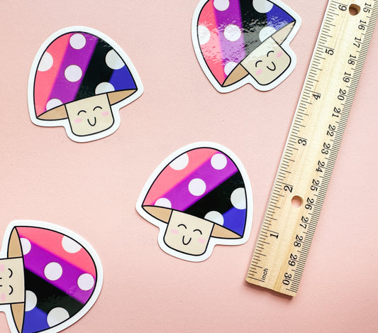 Genderfluid Pride Mushroom Sticker