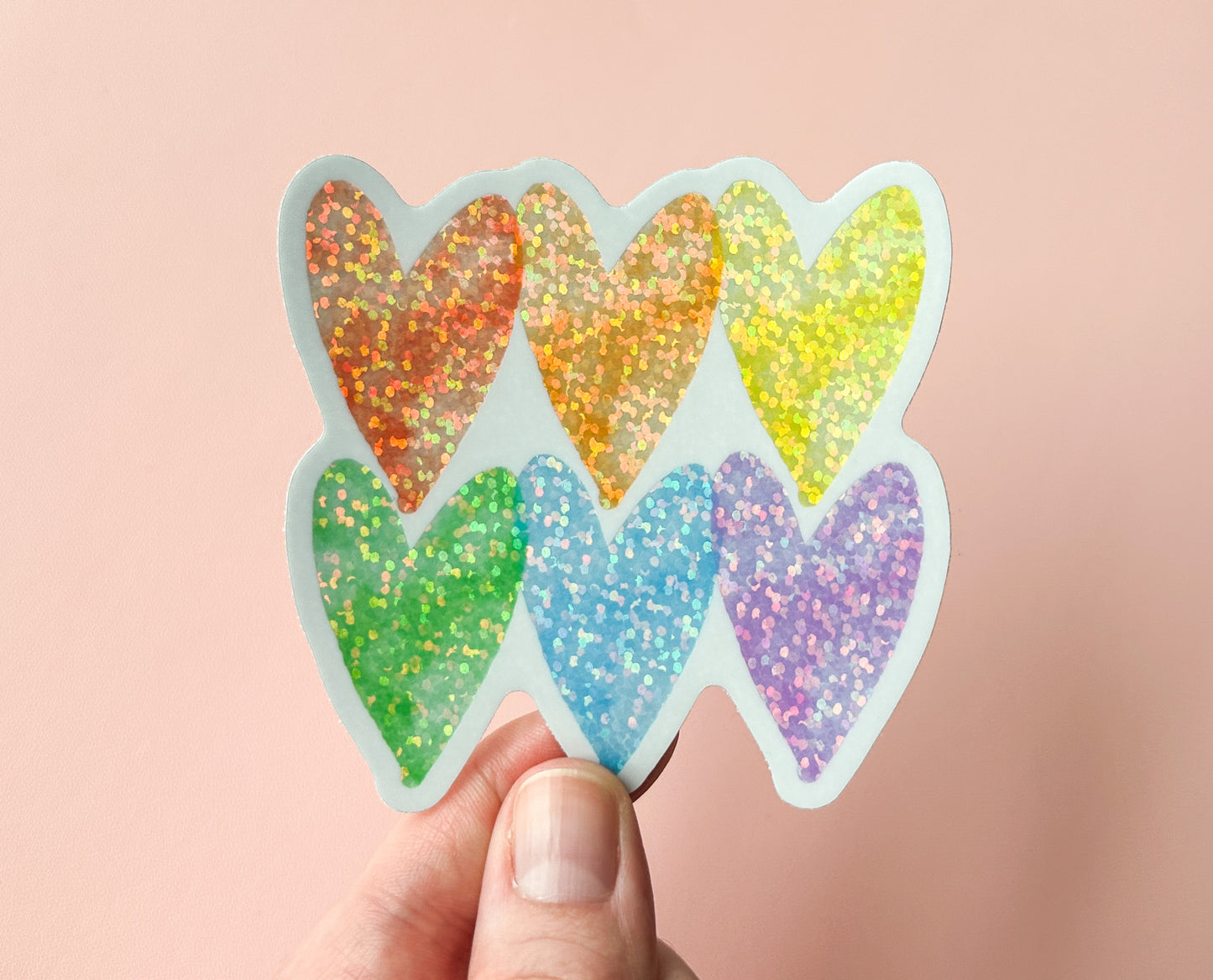 Sparkly Rainbow Subtle Pride Hearts Sticker