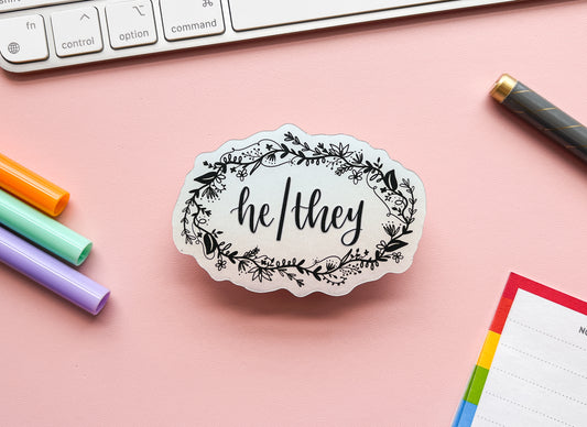 He/They Pronouns Sticker