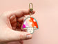 Lesbian Pride Flag Mushroom Keychain