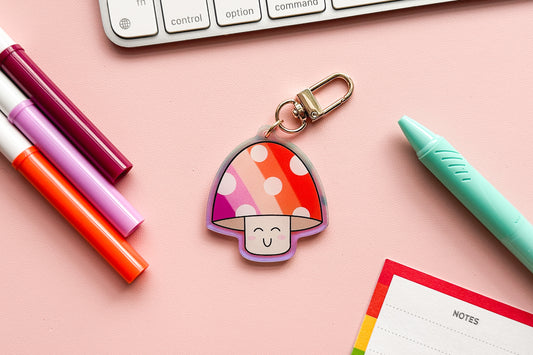 Lesbian Pride Flag Mushroom Keychain