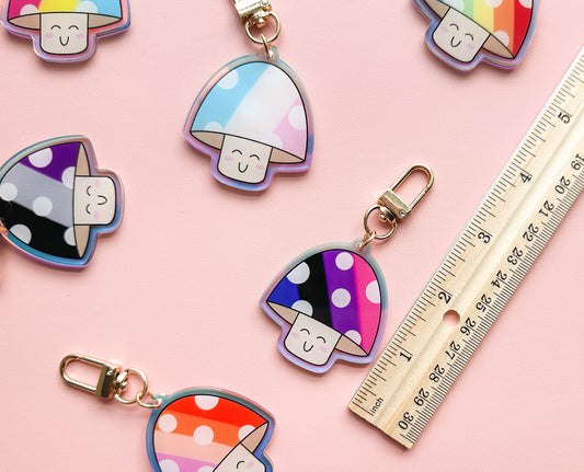 Bi Pride Flag Mushroom Keychain