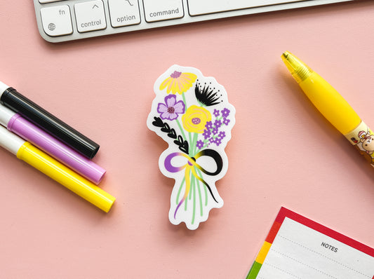 NonBinary Pride Flag Floral Bouquet Sticker