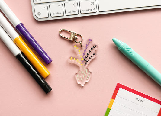 NonBinary Pride Flag Floral Keychain