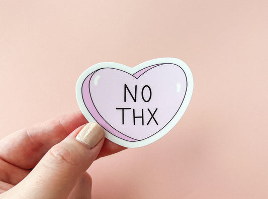 No Thx Candy Heart Sticker
