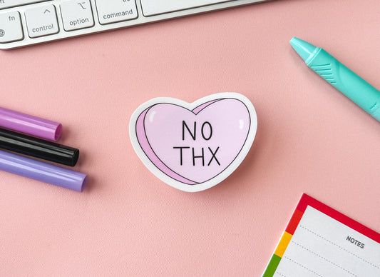 No Thx Candy Heart Sticker