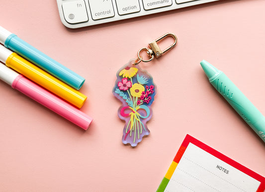 Pan Subtle Pride Floral Bouquet Keychain