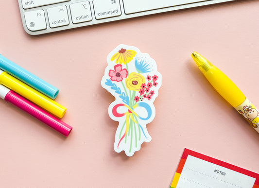 Pan Pride Flag Floral Bouquet Sticker
