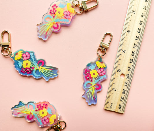 Pan Subtle Pride Floral Bouquet Keychain