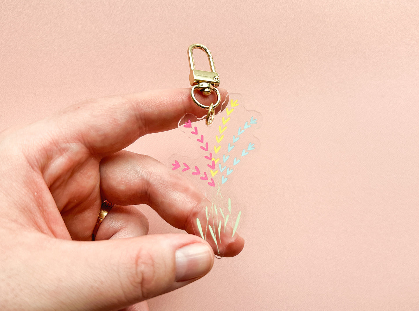 Pan Pride Flag Floral Keychain