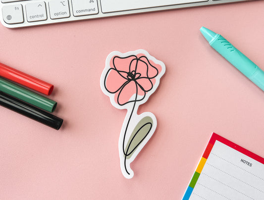 Minimalist Poppy Line Art Sticker
