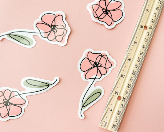 Minimalist Poppy Line Art Sticker