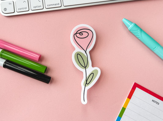 Minimalist Rose Line Art Sticker