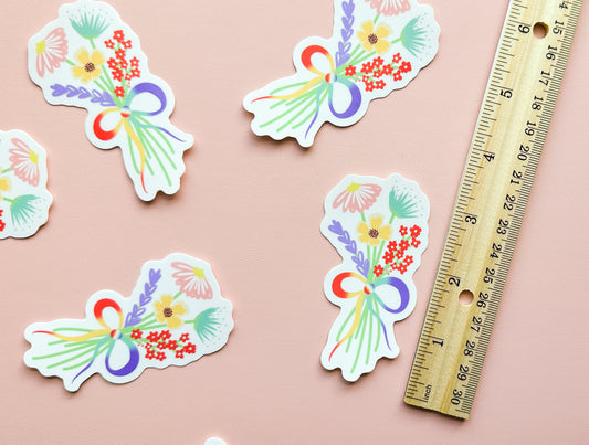 Sapphic Pride Flag Floral Bouquet Sticker