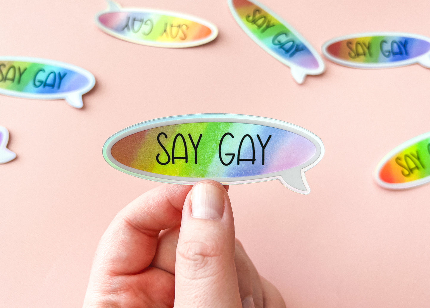 Say Gay Pride Flag Holo Sticker