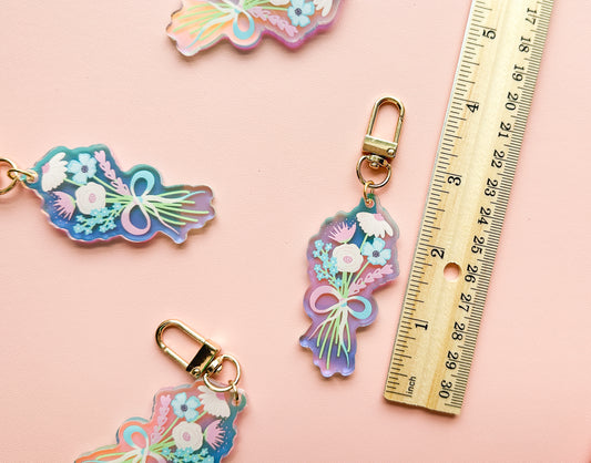 Trans Subtle Pride Floral Bouquet Keychain