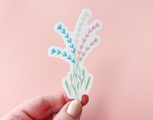Trans Pride Flag Floral Sticker